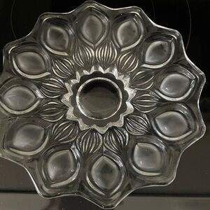 Vintage heavy clear glass dish- beautiful design